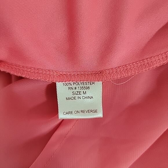 Liberty Love Coral Pink High Low Dress Sheer Overlay Size M Womens - Picture 7 of 7